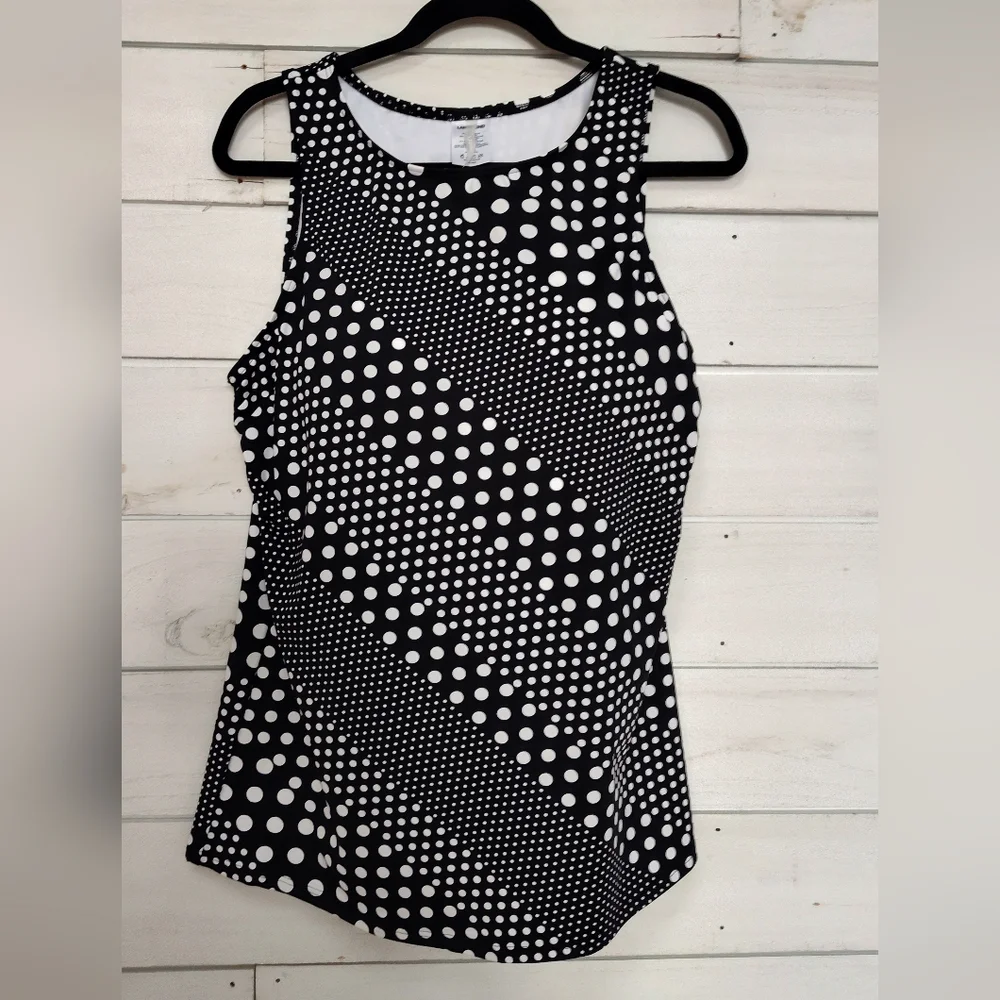 Lands' End Black and White Polka Dot Tankini - Picture 1 of 6